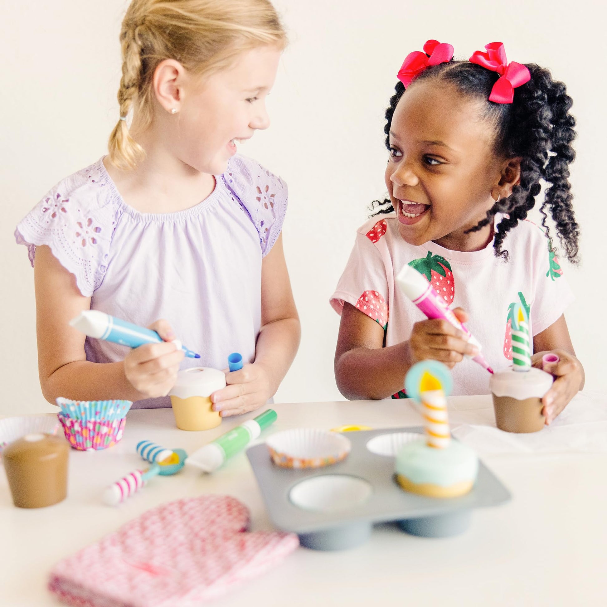 Buy now Melissa & Doug Bake & Decorate Wooden Cupcake Kit, with Play Food, Toppings & Play Kitchen Accessories, Preschool Learning Toys for Girls & Boys 3+ at indiglob india