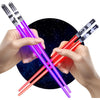 Lightsaber Chopsticks Light Up - LED Glowing Light Saber Star Wars Chop Sticks - Reusable Sushi Lightup Sabers Chopstick Set Of 1 Blue Pair - Purple & Red