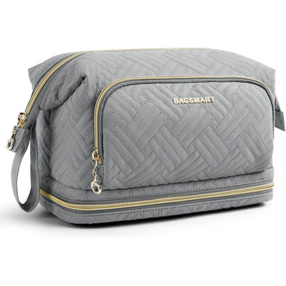 BAGSMART Travel Makeup Bag, Cosmetic Bag Make Up Organizer Case,Large Wide-open Pouch for Women Purse for Toiletries Accessories Brushes