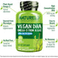 NATURELO Vegan DHA - Omega 3 Oil from Algae - Supplement for Brain, Heart, Joint, Eye Health - Provides Essential Fatty Acids for Women Men and Kids - Complements Prenatal Vitamins - 120 Softgels