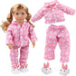 Bunny Doll Pajama Set w Slippers- 18" Doll Clothes & Accessories Compatible w American Girl Dolls- 3pc PJ Outfit Set Includes Rabbit Shirt, Pants,& White Slippers- Cozy