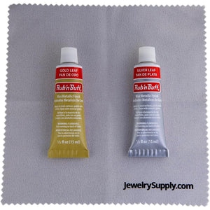 Rub-N-Buff 2 Color Assortment with Premium Buffing Cloth (Silver Leaf, Gold Leaf)