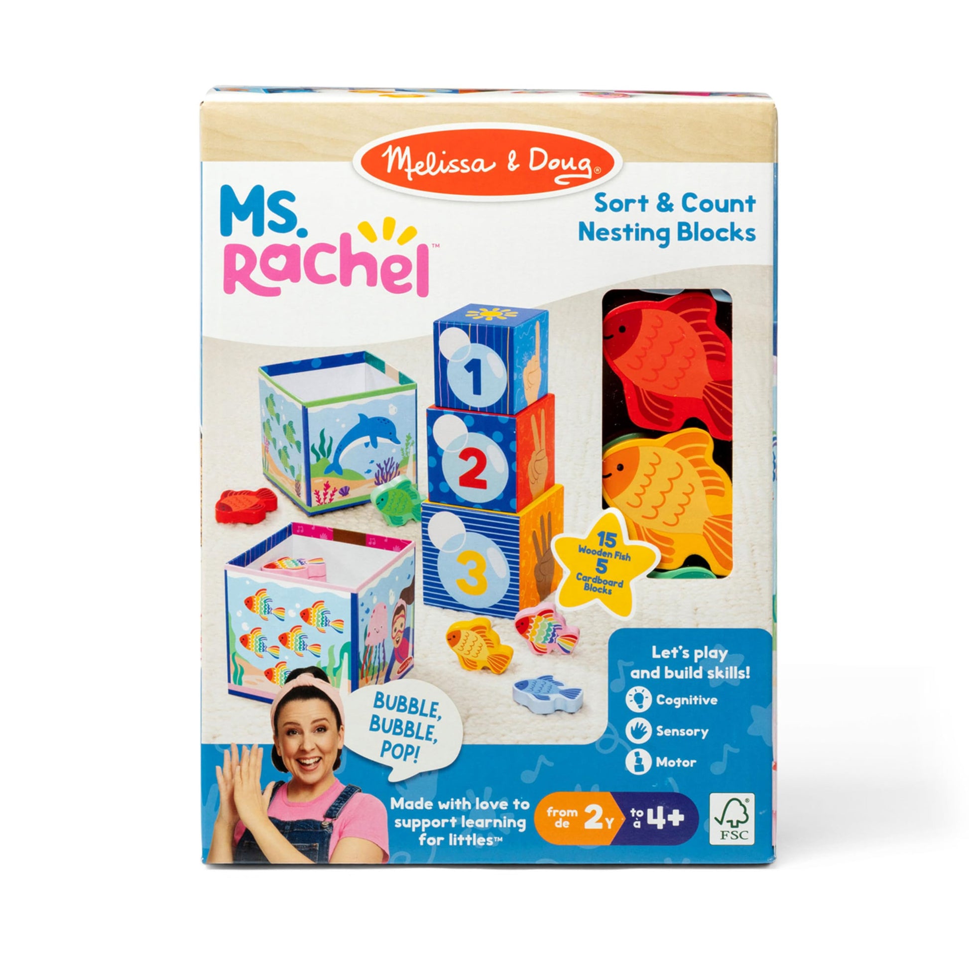 Buy now Melissa & Doug?? Ms. Rachelƒ?› Sort and Count Nesting and Stacking Blocks with Wooden Fish Preschool Learning Toy for Boys, Girls - FSC Certified at indiglob india