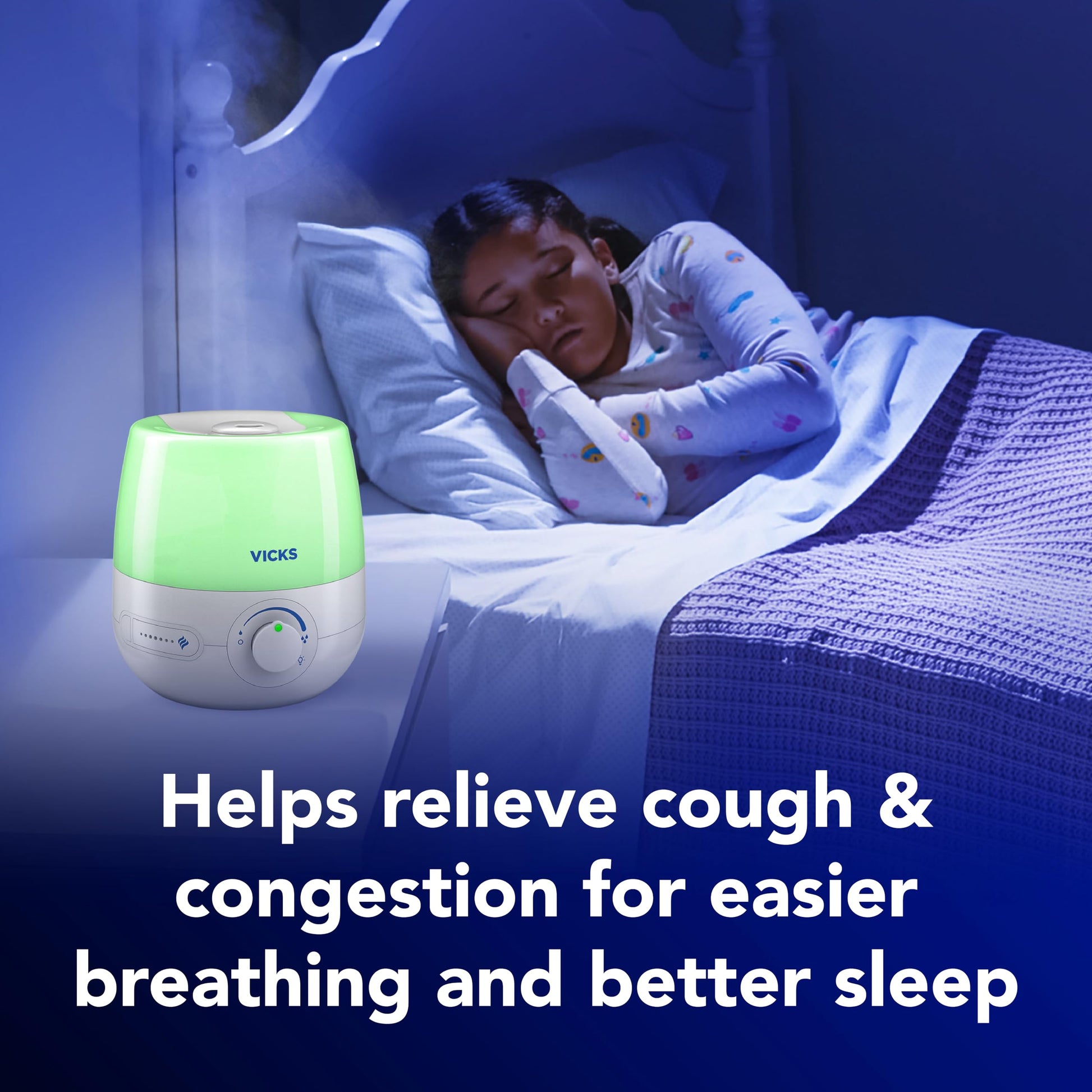 Buy now Vicks NaturalCare Cool Mist Ultrasonic Humidifier (VUL530), White, Small Room – Humidifier and Diffuser with Nighttime Light, Works with Vicks VapoPads at indiglob india