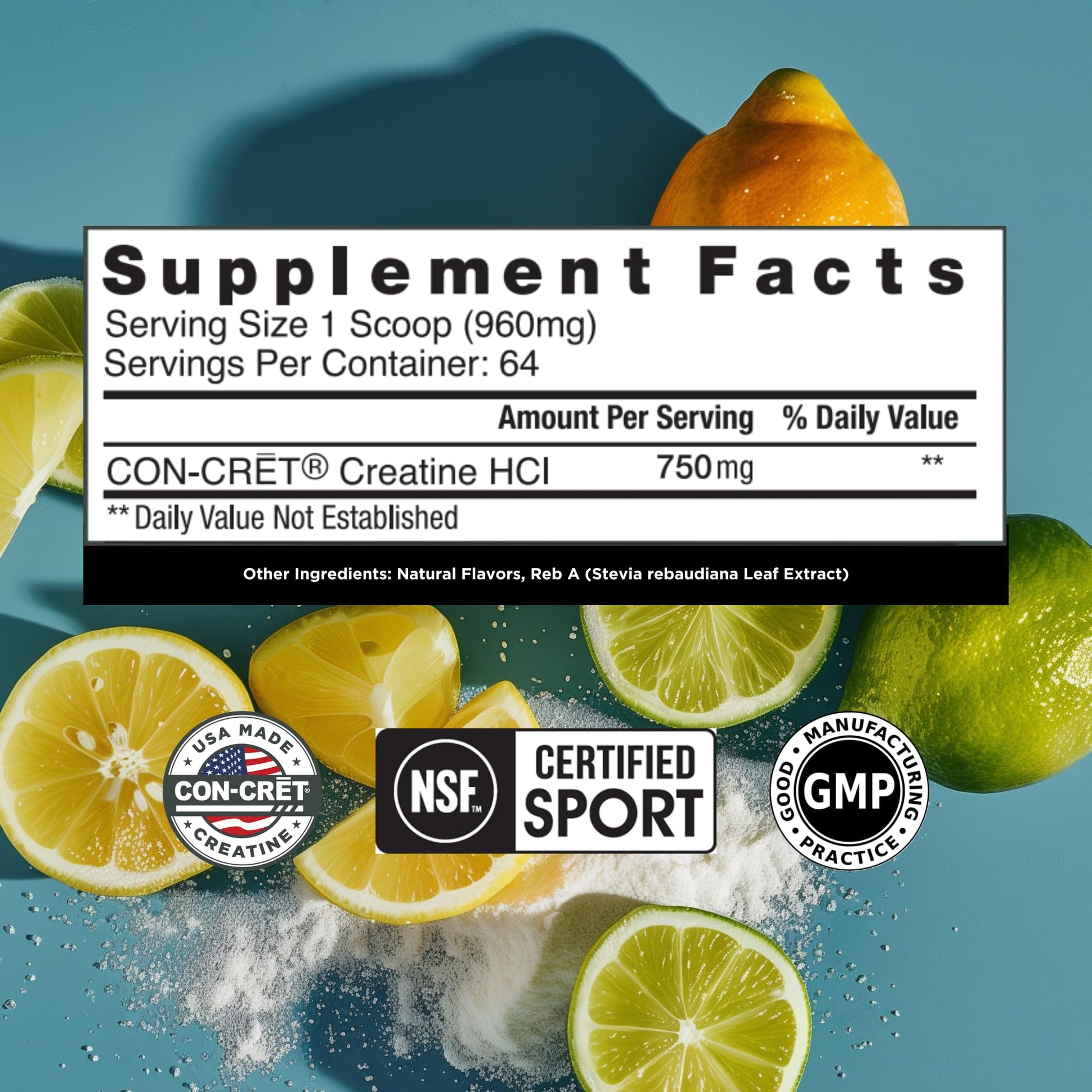Buy now CON-CRET Creatine HCl Powder | Muscle, Cognitive, Cellular Energy Support | No Bloating or Cramps | USA Made & NSF Certified | Lemon Lime (64 Serving) at indiglob india
