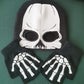 Skeleton Face Mask Knit Beanie with Eye Holes Halloween Skull Dress Up Headdress Cap Winter Warm Hat