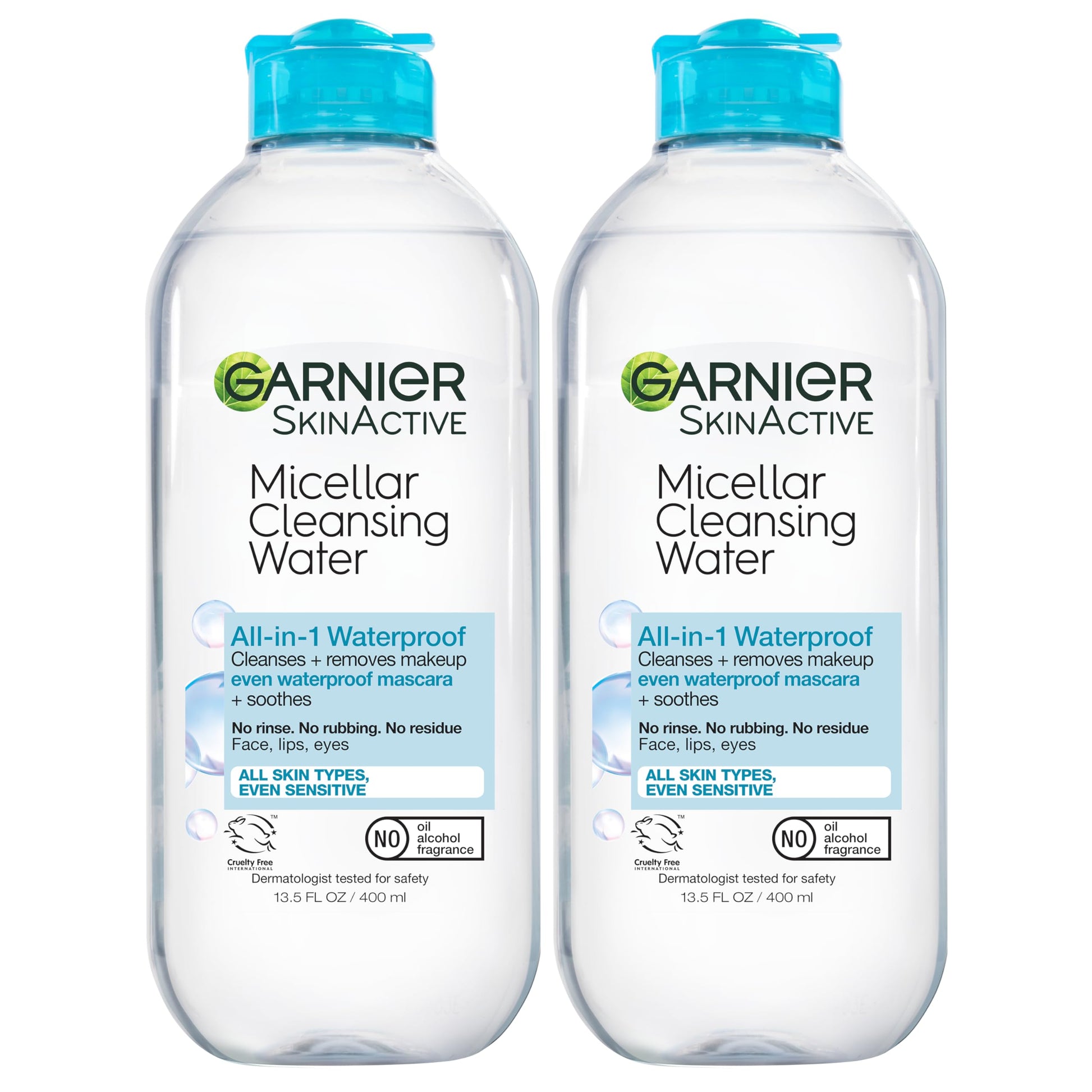 Buy now Garnier Micellar Water for Waterproof Makeup, Hydrating Facial Cleanser & Makeup Remover, Suitable for Sensitive Skin, Vegan, Cruelty Free, 13.5 Fl Oz (400mL), 2 Count 13.5 Fl Oz (Pack of 2) at indiglob india