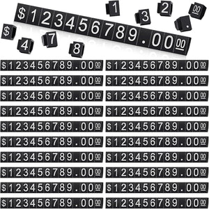 Qunclay 50 Sets Price Display Cube Number Letter Price Tag Cube Blocks Adjustable Dollar Display Stand Small Counter Kit for Jewelry Retail Vending Machine Shop Signs(White Number,Black)