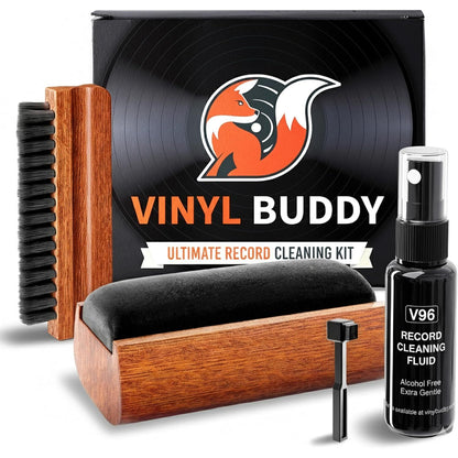 Ultimate 5-Piece Vinyl Record Cleaning Kit | Includes: Record Cleaner – Velvet, Microfiber & Stylus Brush | Made from Premium Hardwood – Clean, Protect & Restore Your LPs