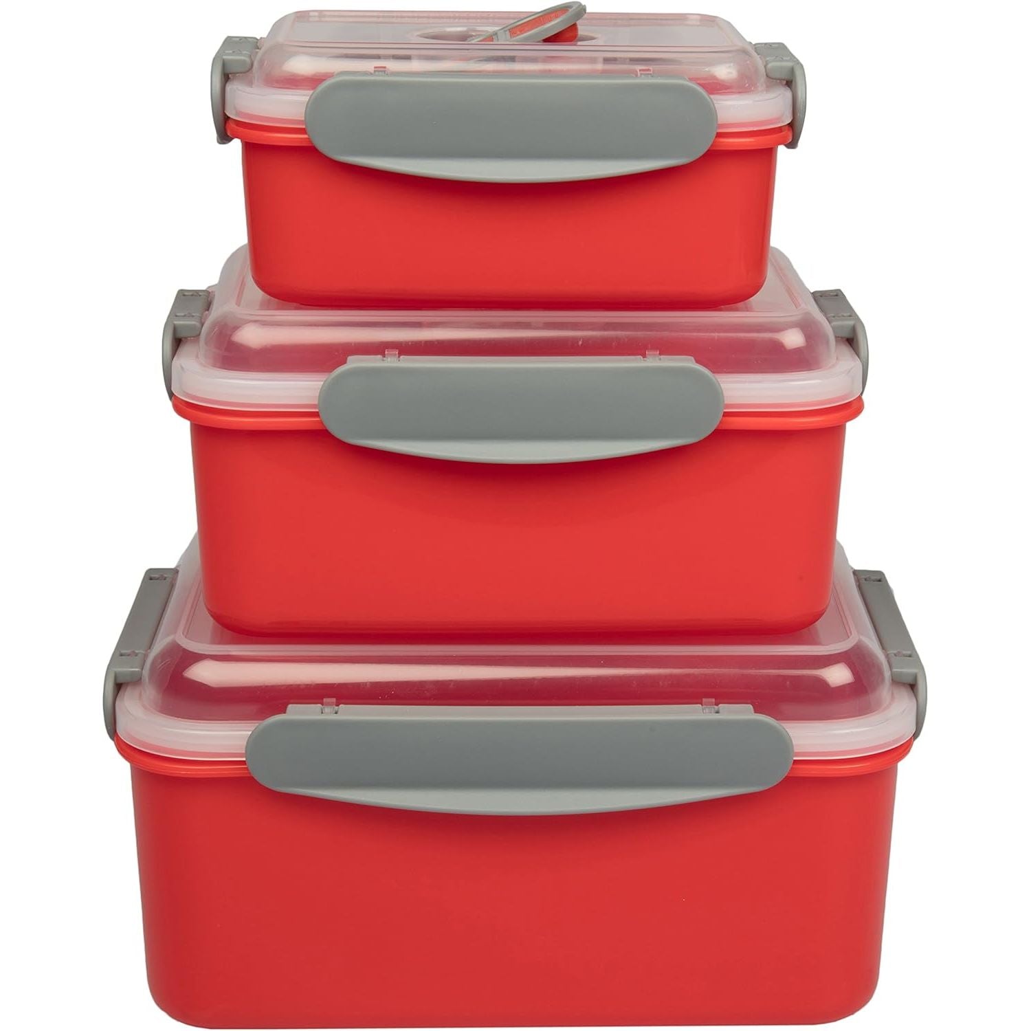 Buy now Microwave Food Storage Containers- Set of 3 Nesting Microwave Cookware Meal Prep Containers w Locking Steam Vent Lids- BPA Free, Fridge and Freezer Safe Default at indiglob india