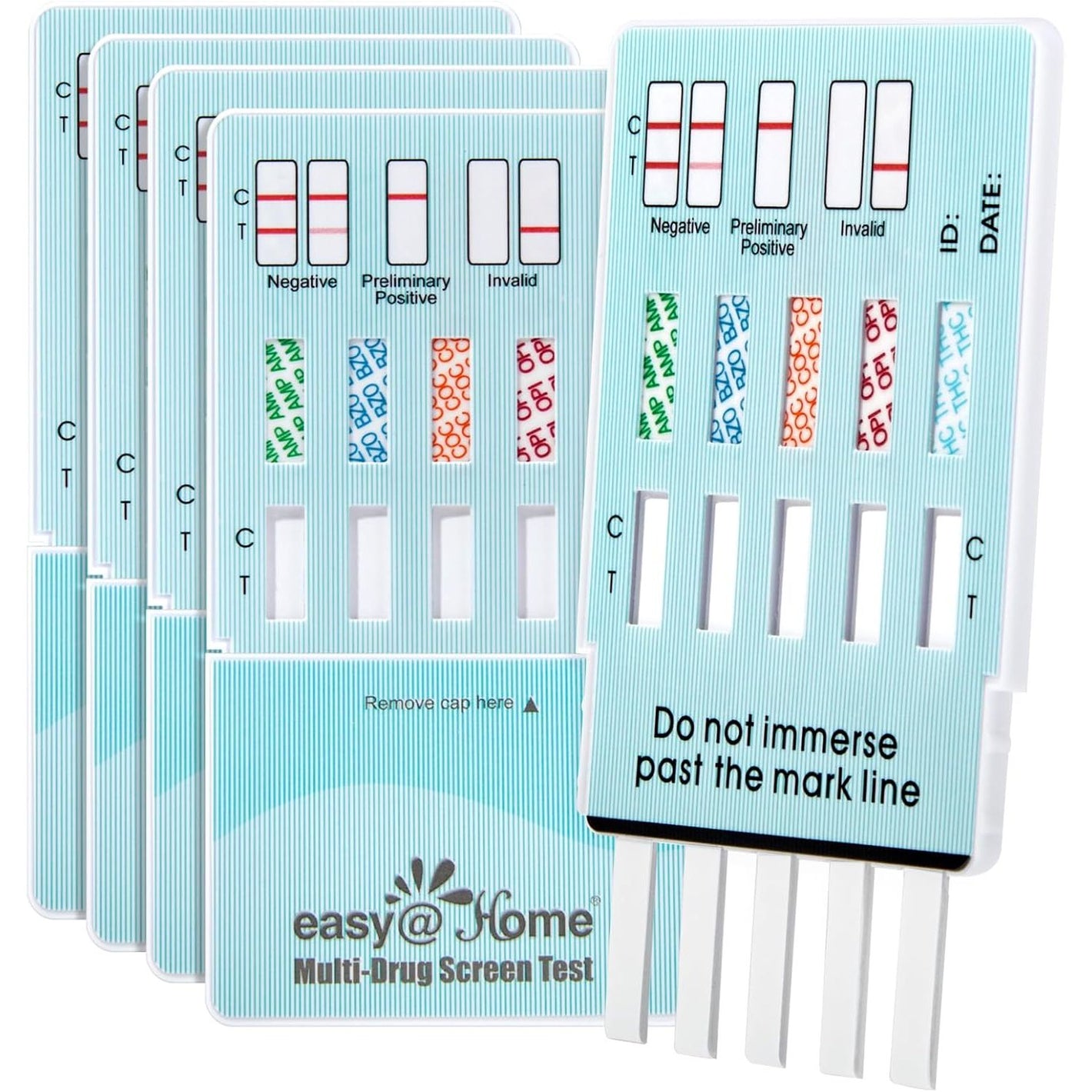 Easy@Home 5 Panel Urine Drug Test Kit [5 Pack] - THC/Marijuana, Cocaine, OPI/Opiates, AMP, BZO All Drugs Testing Strips in One Kit - at Home Use Screening Test with Results in 5 Mins #EDOAP-754
