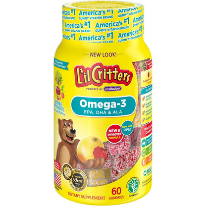 Lil Critters Omega-3 DHA, Lemonade,Chewable, 60 Count, Pack of 2