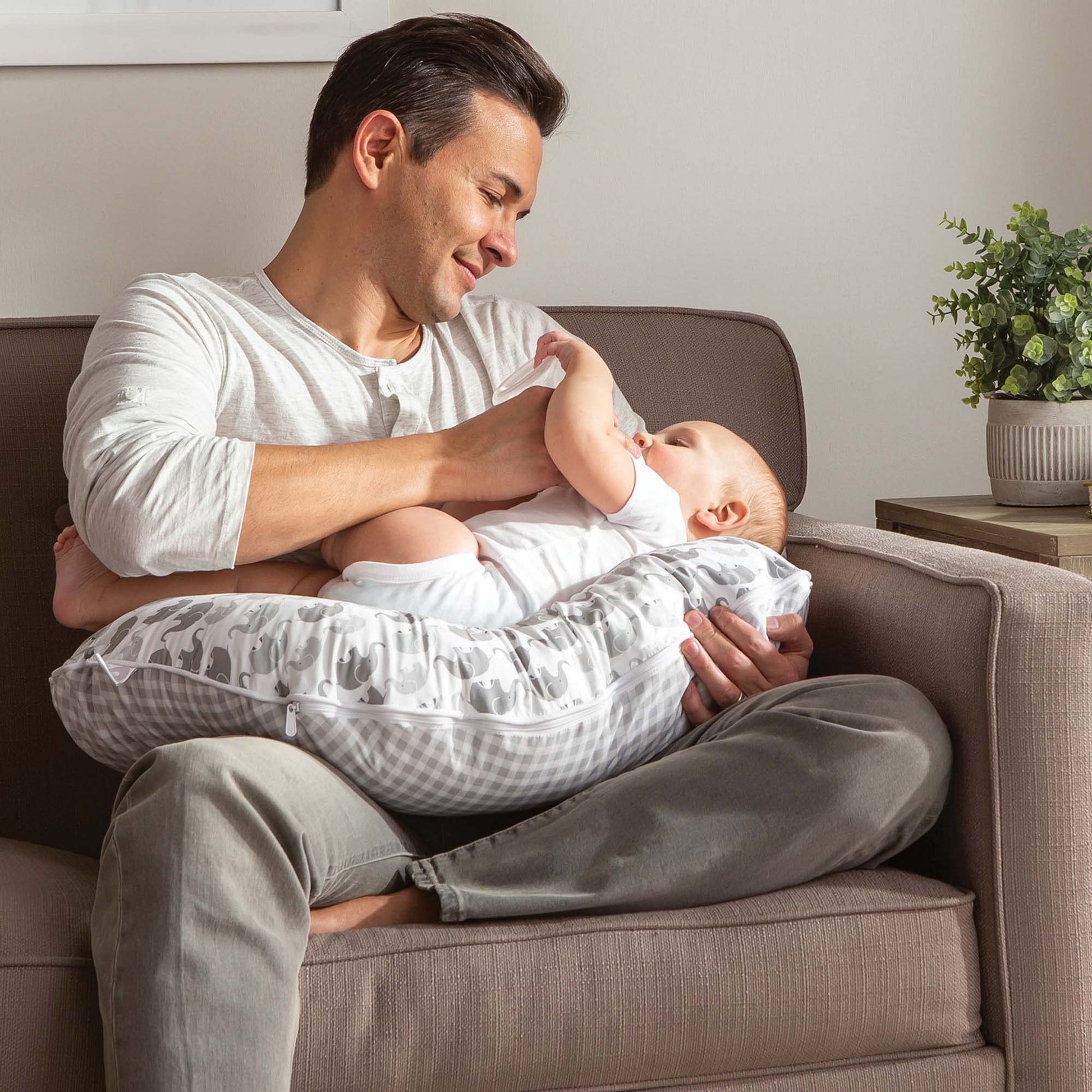 Buy now Boppy Nursing Pillow Cover, Premium Quick-Dry Fabric, Gray Elephants, Fits The Original Support Boppy Pillow for Breastfeeding and Bottle Feeding, Cover Only at indiglob india