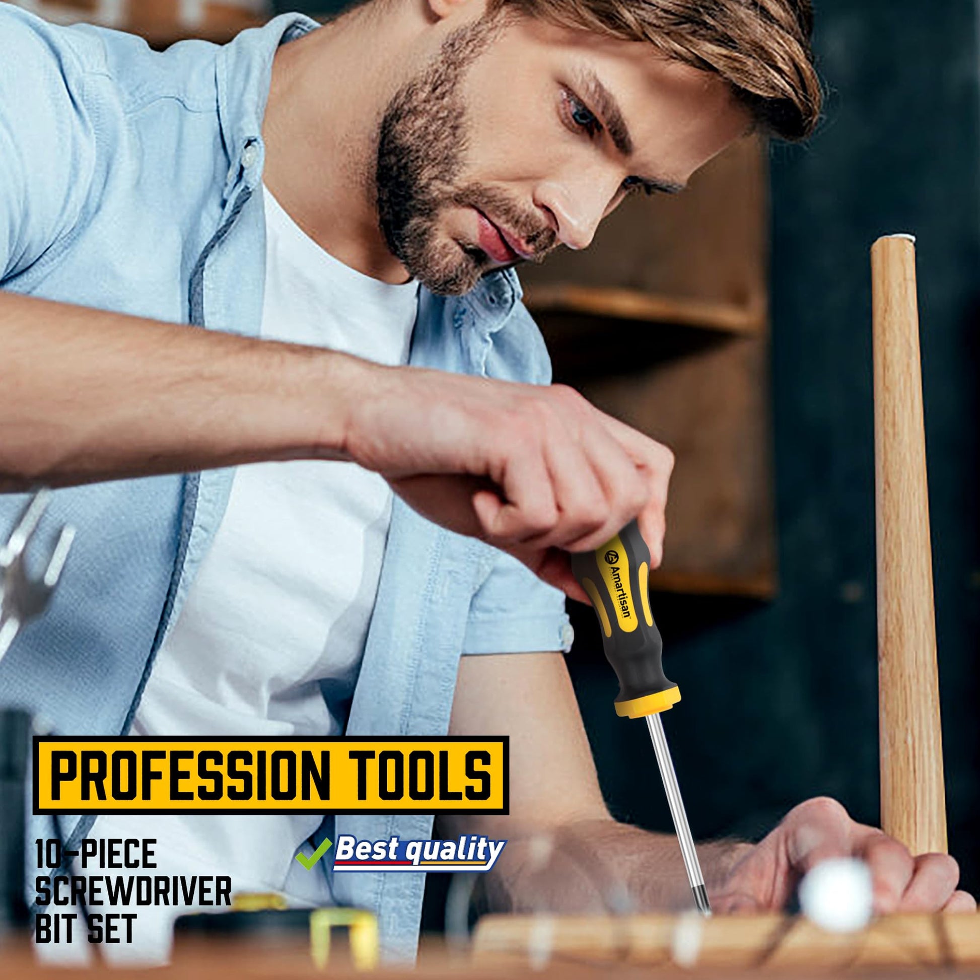 Buy now Amartisan 10-Piece Magnetic Screwdrivers Set, 5 Phillips and 5 Slotted Tips Professional Cushion Grip Screwdriver Set at indiglob india