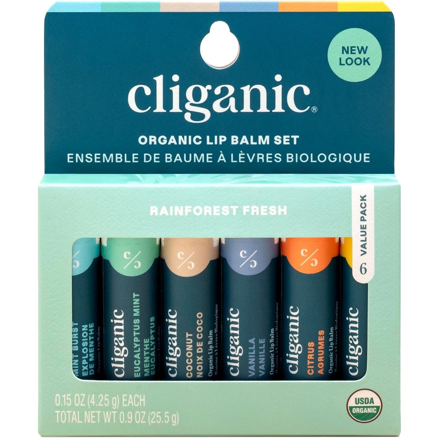 Cliganic Organic Lip Balm Set (6 Flavors) - 100% Natural Hydrating, Moisturizing for Dry Cracked Lips, for Men & Women