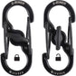 Nite Ize S-Biner MicroLock Stainless Steel - S-Biner with Locking Dual Sided Gates - Keep Keys Secure with Carabiner Key Holder - Black (2 Pack)