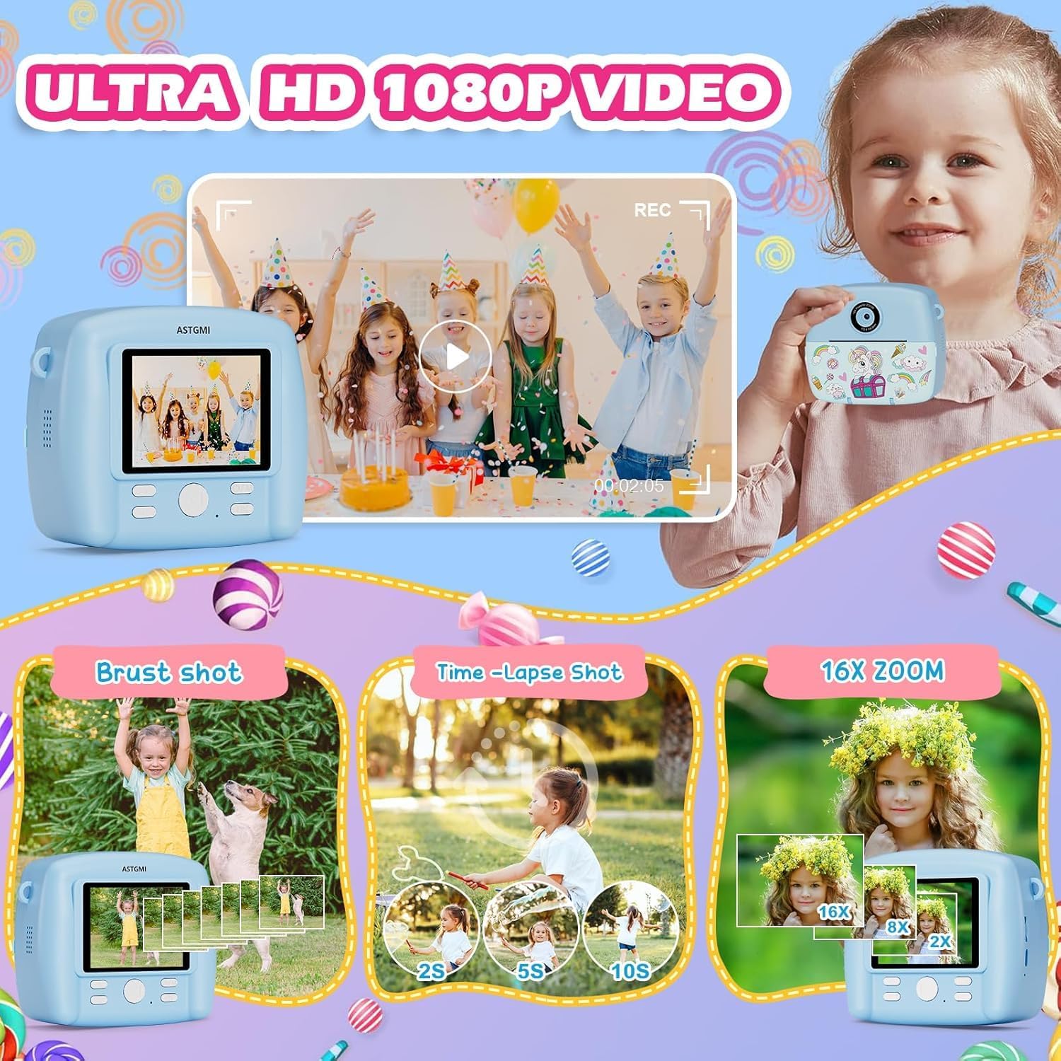 Buy now Kids Digital Camera - HD Upgrade for Girls & Boys Age 3-10 - 32GB SD Card, Silicone Cover, Christmas & Birthday Gifts at indiglob india