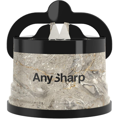 AnySharp – GLOBAL – Hands Free Knife Sharpener - Easy to Use Sharpening Tool with PowerGrip Suction Base and 20-Degree Pre-set Angle - For All Knives: Chef’s, Serrated, and Hardened Steel - Blue