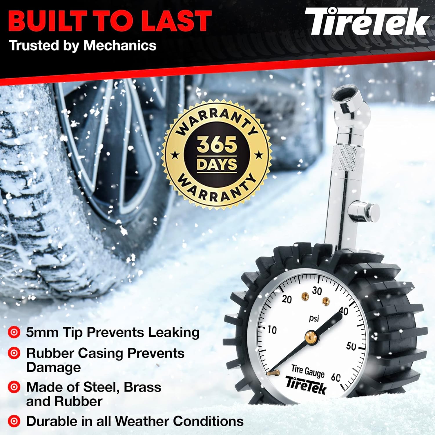 Buy now Tire Pressure Gauge for Cars (0-60 PSI, ANSI Certified) Premium Air Pressure Gauge for Tires - Easy to Read Automobile Analog Circular Dial Low PSI Checker Tester at indiglob india