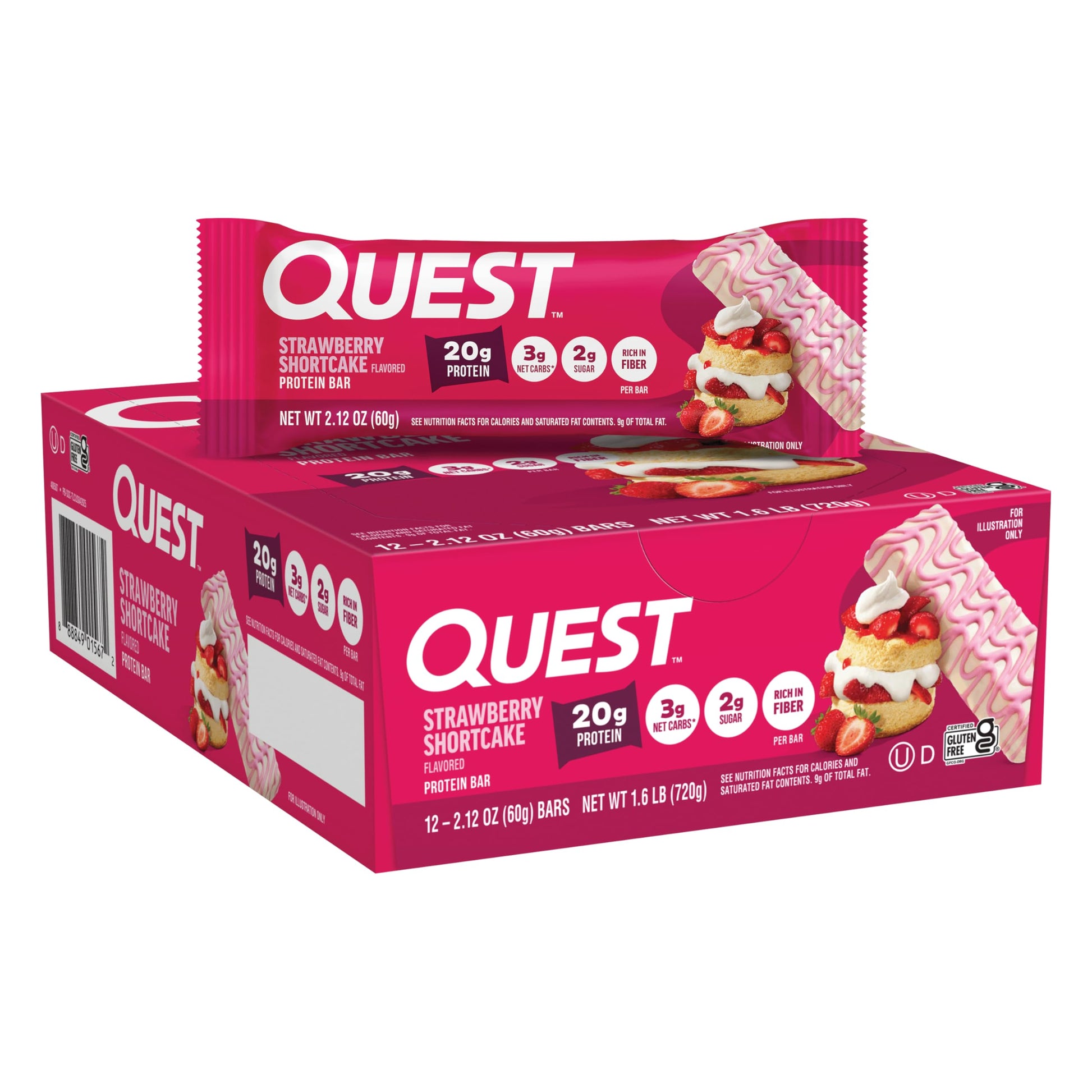 Buy now Quest Nutrition Chocolate Brownie Protein Bar, 20g Protein, 1g Sugar, 4g Net Carb, High Fiber, Gluten Free, 12 Count Strawberry Shortcake 12 Count at indiglob india