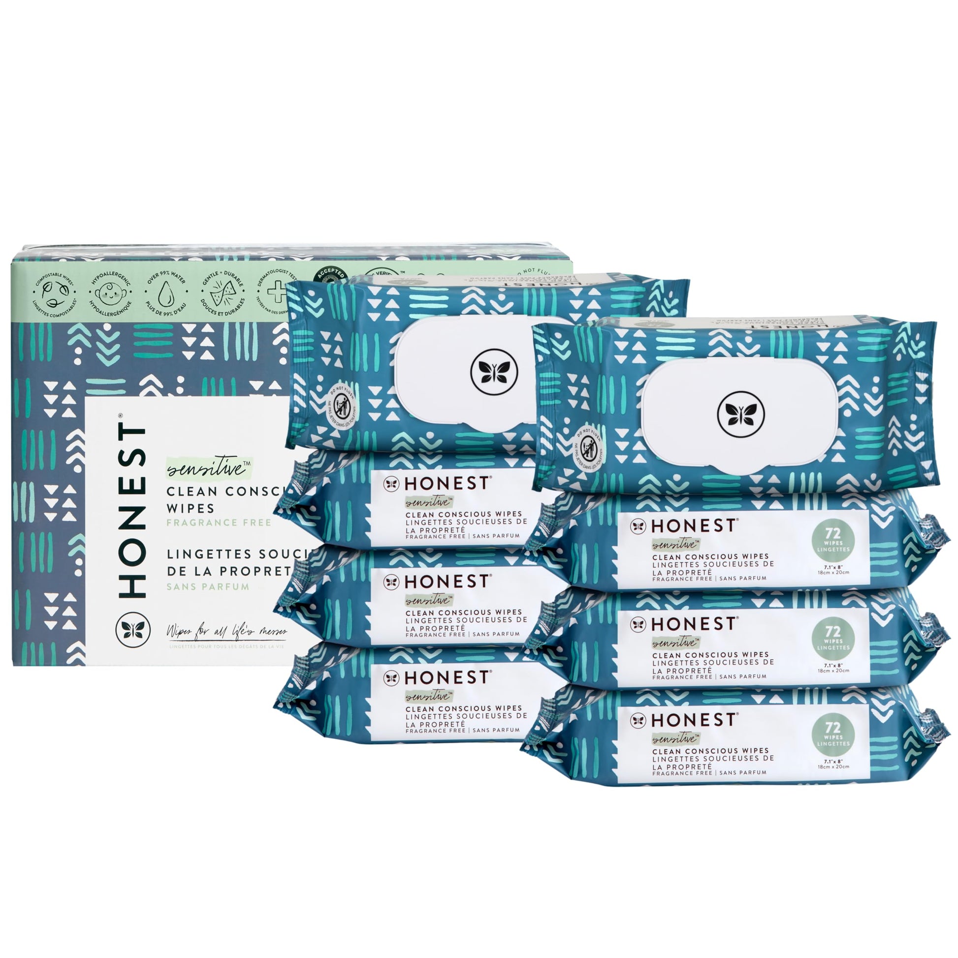 Buy now The Honest Company Hypoallergenic Multi-Use Baby Wipes for Sensitive Baby Skin Rainbow 60 Count at indiglob india
