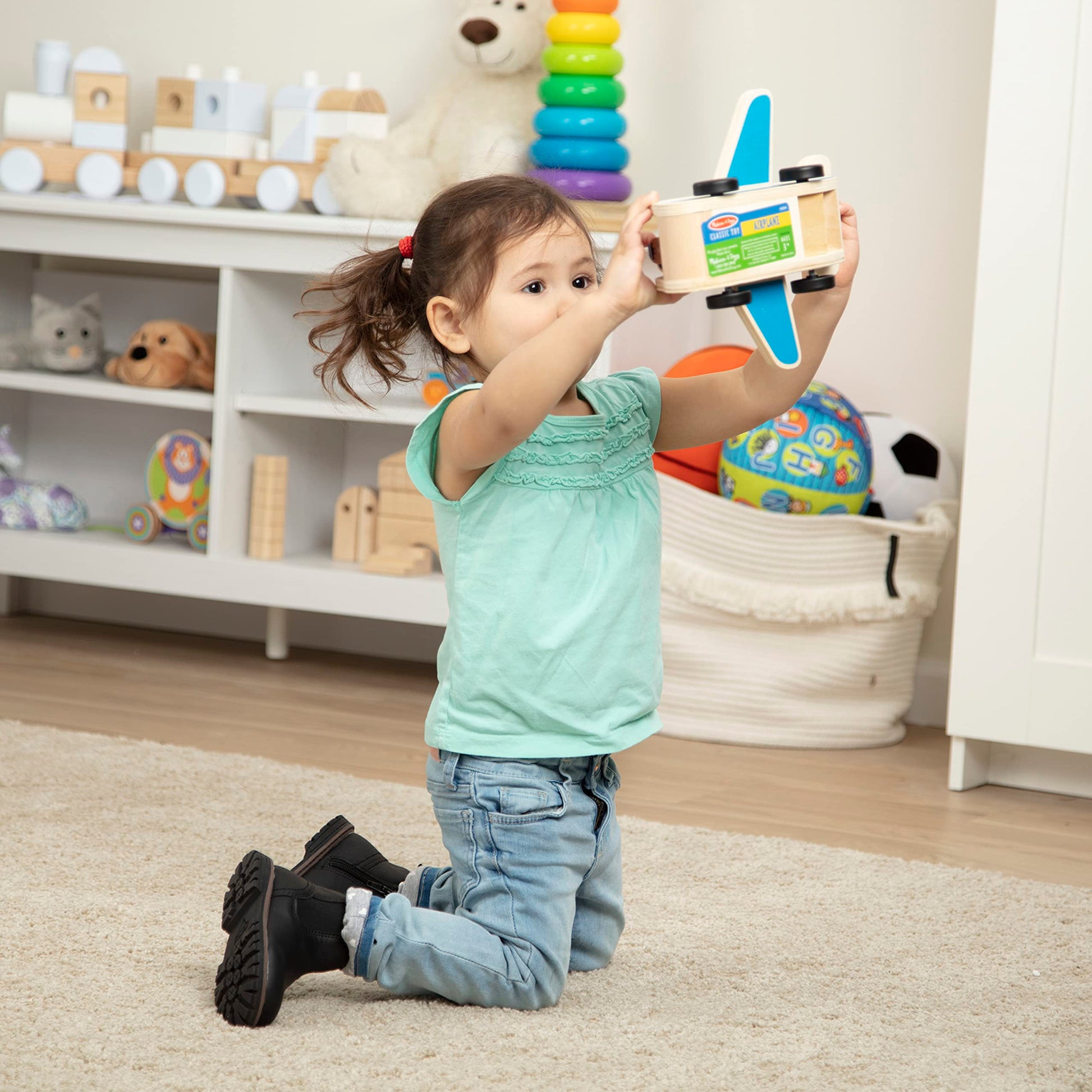 Buy now Melissa & Doug Wooden Airplane Play Set with 4 Play Figures and 4 Suitcases at indiglob india