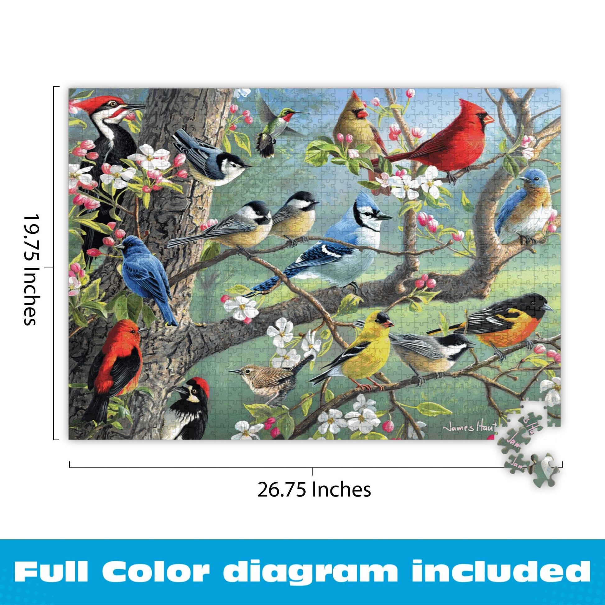 Buy now Buffalo Games - Birds in an Orchard - Hautman - 1000 Piece Jigsaw Puzzle for Adults, Challenging Bird Puzzle for Game Nights, Finished Size 26.75 x 19.75, Made in the USA at indiglob india