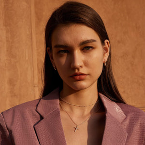 Valloey Rover Cross Pendant Chain Necklace,14K Gold Plated Dainty Cute Lucky Cross Tiny Pendant Necklaces for Women Men Jewelry Gifts