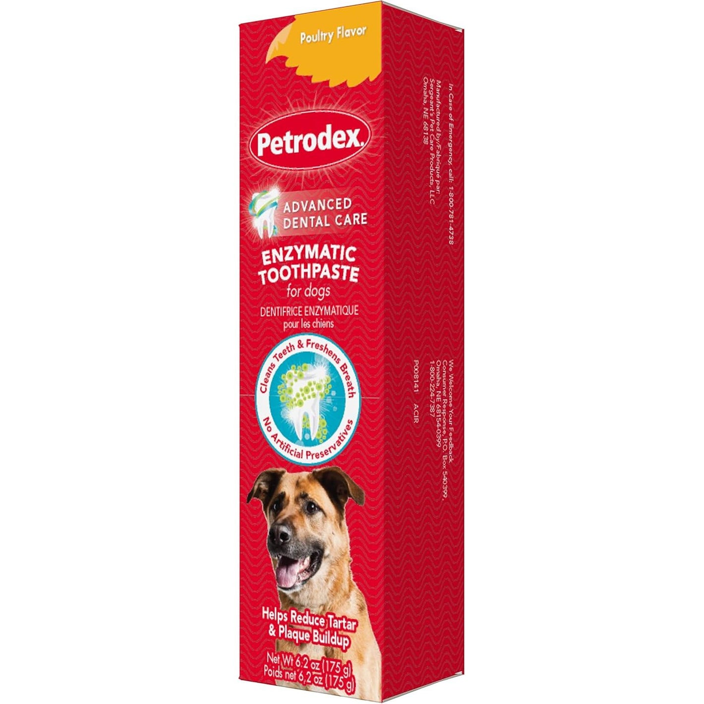 Petrodex Toothpaste for Dogs and Puppies, Cleans Teeth and Fights Bad Breath, Reduces Plaque and Tartar Formation, Enzymatic Toothpaste, Poultry Flavor, 6.2oz