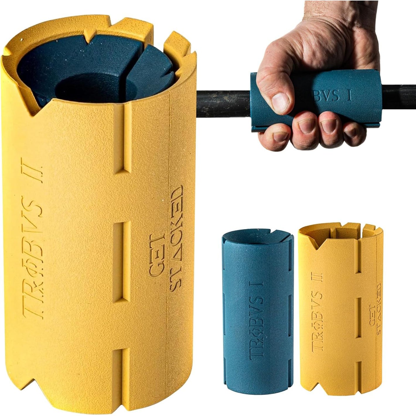 Tribus Thick Grips for Barbells Dumbbells | Thick Dumbbell Grips | Extreme Arms & Forearms Builder - Grip Strength