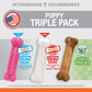Nylabone Puppy Chew Toys & Natural Treat Triple Pack, Puppy Enrichment Teething Toys, Pink, Chicken & Bacon Flavor, Small Dogs - Up to 25 Ibs, 3 Pack