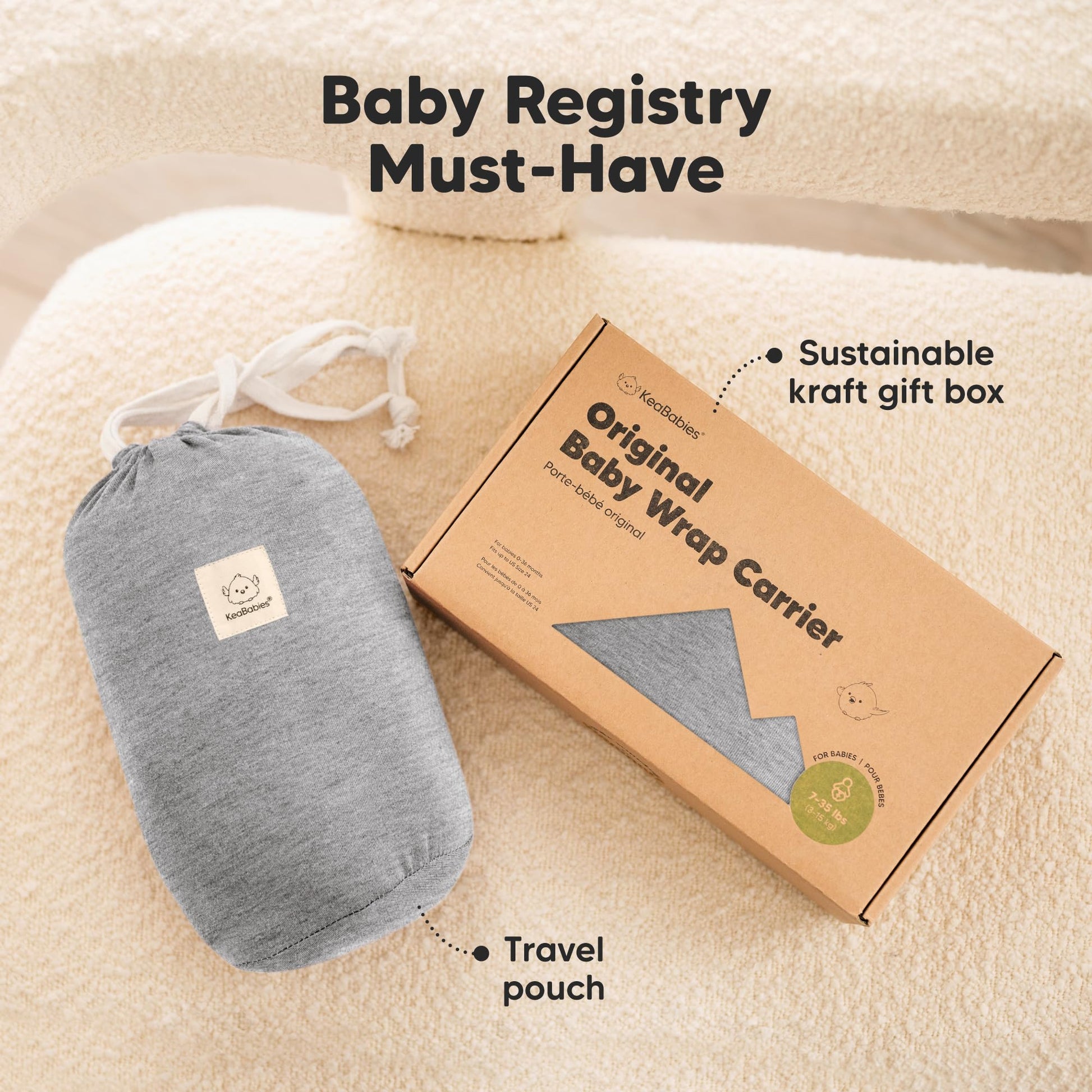Buy now KeaBabies Baby Wrap Carrier - All in 1 Original Baby Carrier Newborn to Toddler Sling, Easy to Wear, Hands Free Bonding, Lightweight, Breathable Infant Wraps (Classic Gray) at indiglob india