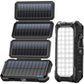 BLAVOR Solar Charger Power Bank, PD 18W Fast Charging 20000mAh Battery Pack with 4 Foldable Panels, Portable Solar Powered USB C Charger with Camping Flashlight Compass Carabiner for Cell Phone