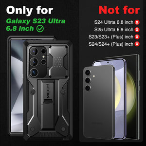 TONGATE for Samsung Galaxy S23 Ultra Case, [Built-in Slide Camera Cover & Screen Protector] [2 Front Frame] Military Grade Shockproof S23 Ultra Phone Case with Kickstand & Belt-Clip 6.8", Black