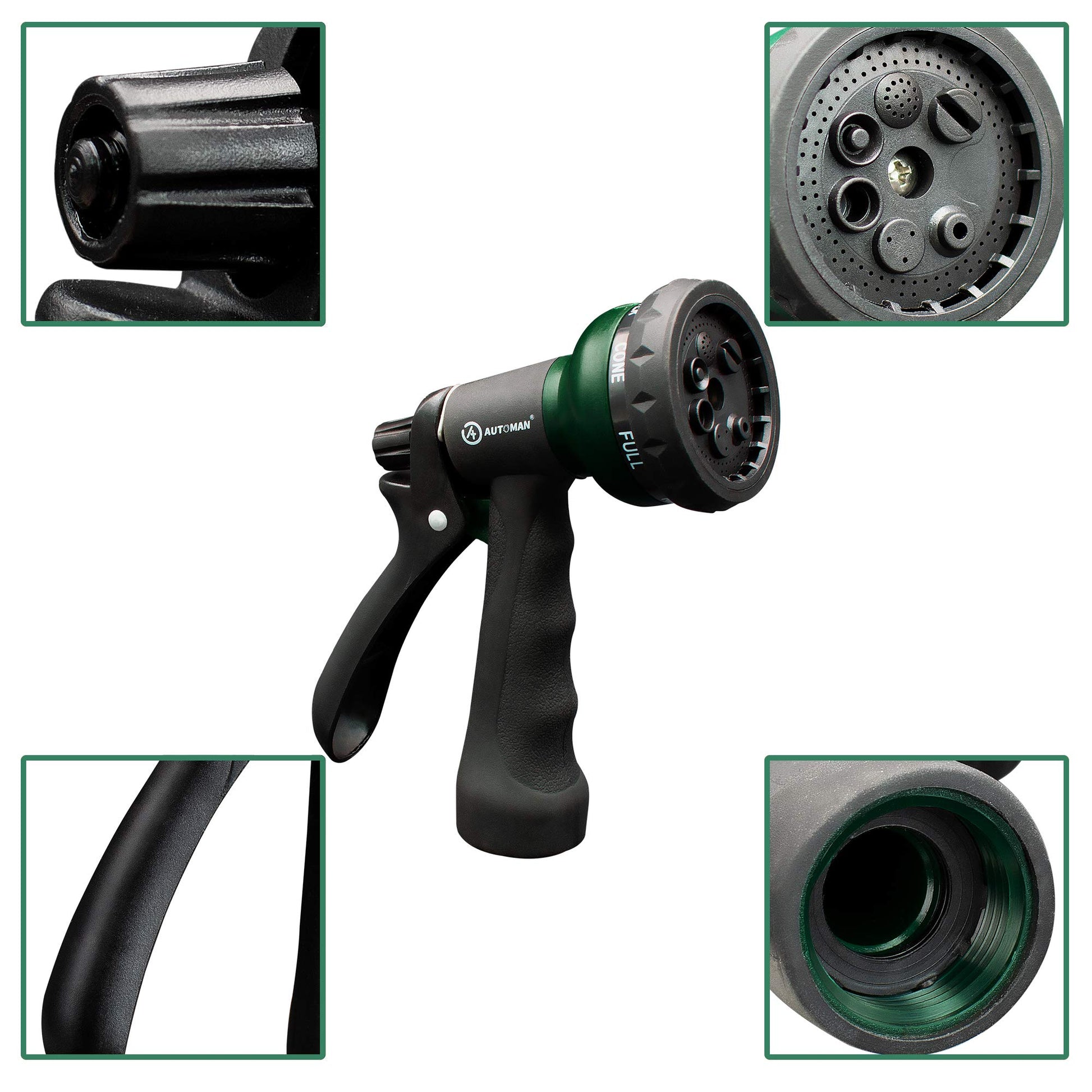 Buy now AUTOMAN-Garden-Hose-Nozzle, ABS Water Spray Nozzle with 7 Adjustable Watering Patterns, Slip Resistant for Watering Plants, Lawn& Garden, Washing Cars, Cleaning, Showering Pets & Outdoor Fun. at indiglob india