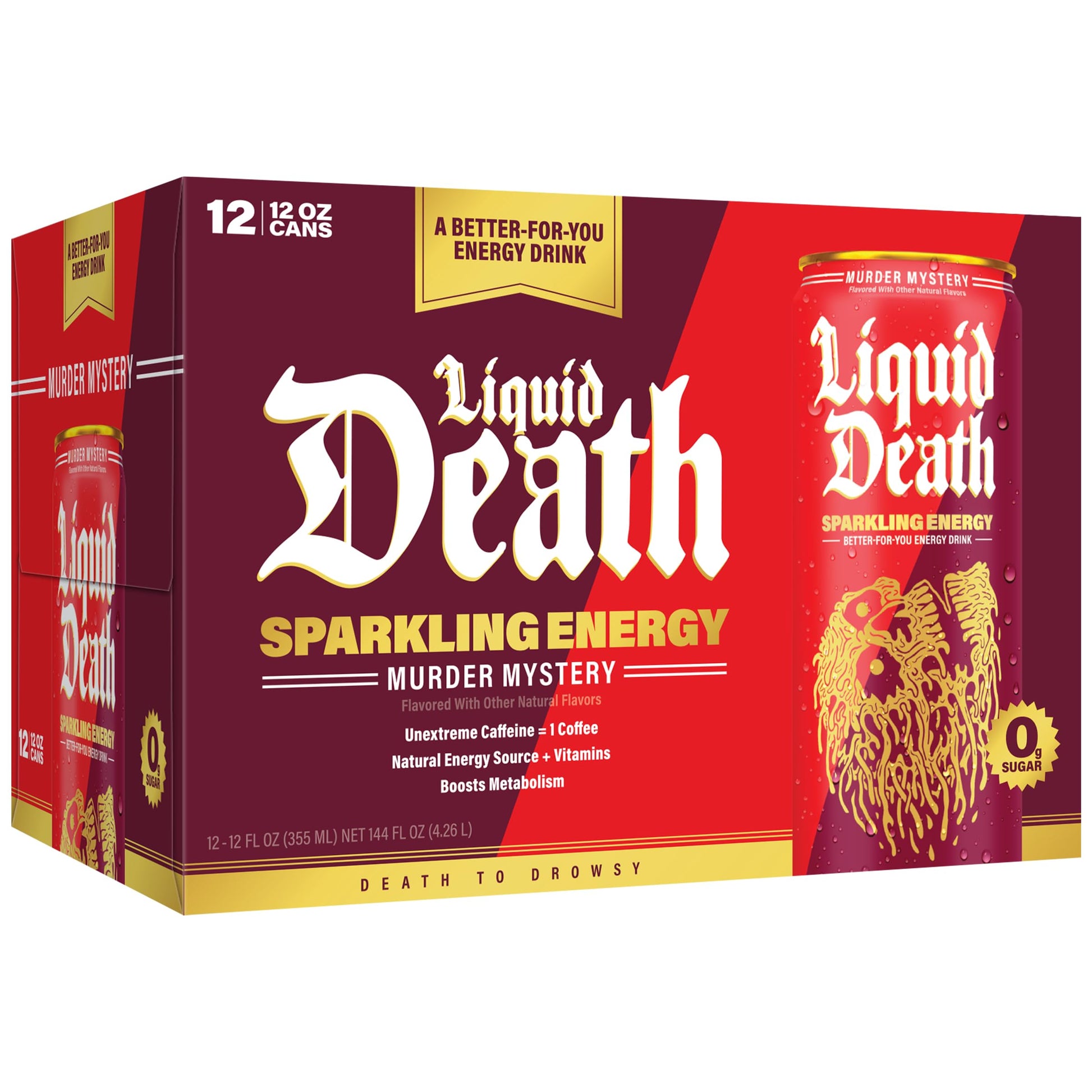 Buy now Liquid Death Sparkling Energy - Tropical Terror (Classic Piña Colada), Zero Sugar Energy Drink, Unextreme Caffeine 100mg, Essential Vitamins, 12 Fl Oz (Pack of 12) at indiglob india