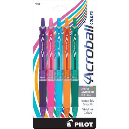 PILOT Acroball Colors Advanced Ink Refillable & Retractable Ball Point Pens, Medium Point, Blue Ink, 12-Pack (31811)
