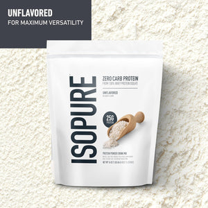 Isopure Zero Carb 100% Pure Whey Isolate Protein Powder, Lactose Free, Gluten Free, with Vitamins, Unflavored, 25g Protein Per Serving, 1 Lb, 16 Servings (Packaging May Vary)