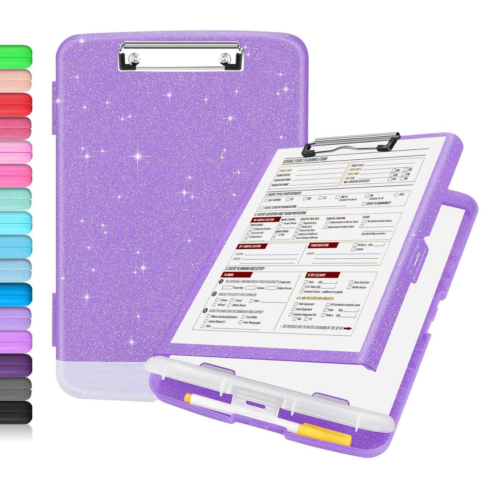 Buy now Sooez Clipboard with Storage, Clip Board 8.5 x 11 with Pen Holder, Plastic Organization Case Box for Letter Legal A4 Size Paper, Low Profile Clip, Nurses Teachers Must Haves, School & Office Supplies at indiglob india