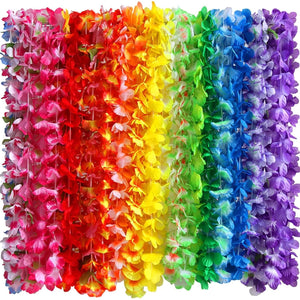36 Counts Hawaiian Leis Necklace Tropical Luau Hawaii Silk Flower Lei Theme Party Favors Wreaths Headbands Holiday Wedding Beach Birthday Decorations (3 Dozens)