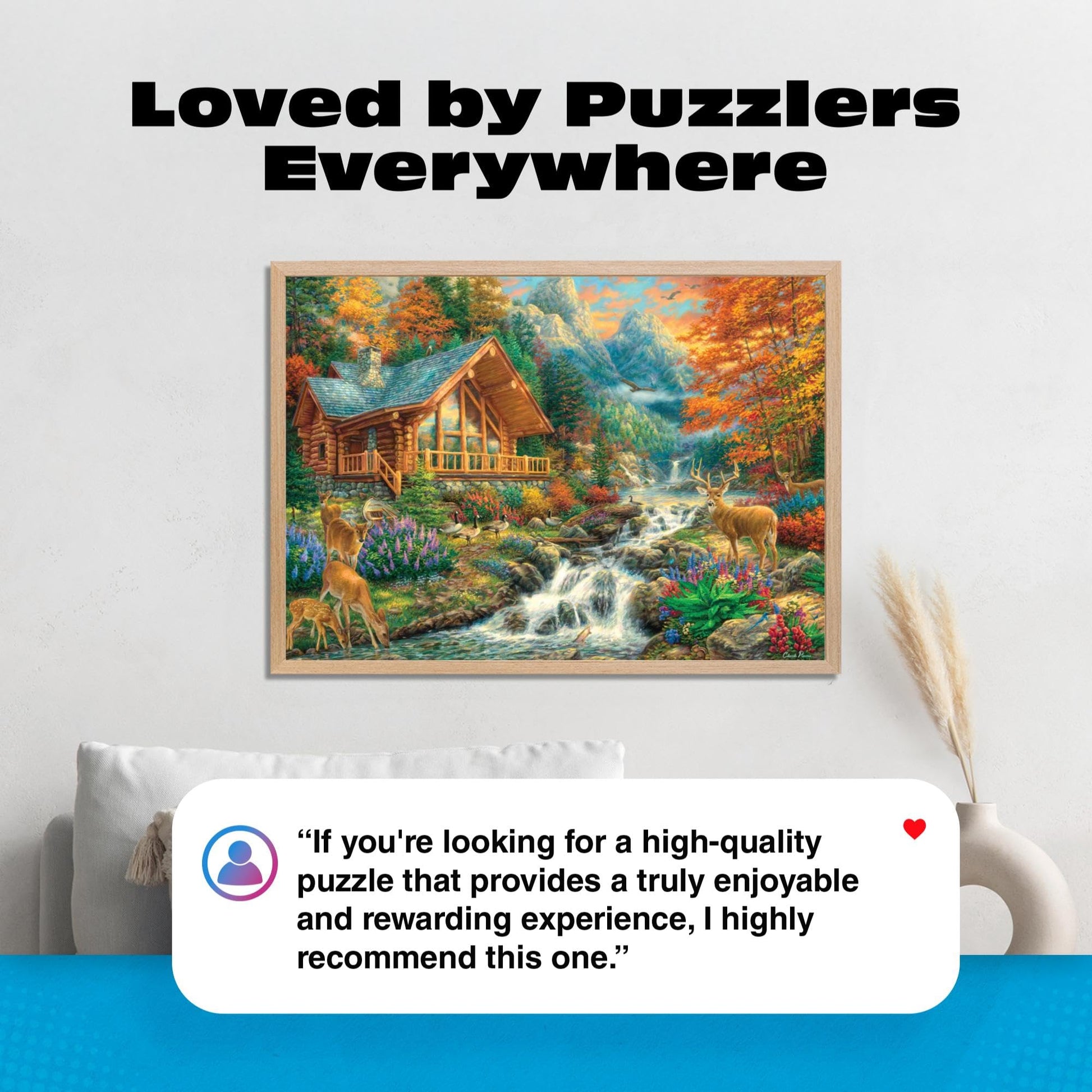 Buy now Buffalo Games - Alpine Serenity - Chuck Pinson - 1000 Piece Autumn Jigsaw Puzzle for Adults - Fall Mountain Cabin Scene - Challenging Puzzle for Game Nights - Finished Size 26.75 x 19.75 - Made in USA at indiglob india