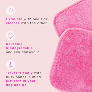 ERASE YOUR FACE Makeup Remover Cloths - Reusable Microfiber Face Towels to Cleanse & Remove Makeup - Water Activated, Dual-Sided Design for Easy Use, Great Bachelorette & Bridesmaid Gift (4 Count)