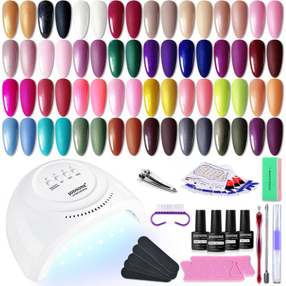 Buy now JODSONE Gel Nail Polish Kit with U V Light 32 Colors Gel Polish Nail + 4 Functional Adhesive Bottles Kit Soak Off Manicure Tools Gifts for Women 32KIT 1G 10-A at indiglob india