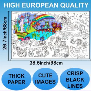 ALEX Art, Large Coloring Poster - Arts and Crafts Unicorn - Jumbo Table Coloring Sheet - Giant Coloring Posters for Kids - Creative Fun Birthday Gifts for Girls - Extra Huge Big Page Wall Size