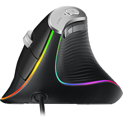 Nulea M504 Wired Vertical Mouse, USB Ergonomic Optical Mouse with 4 Adjustable DPI, 11 RGB Backlight Modes, Compatible for Laptop, PC, Desktop, Mac, Grey