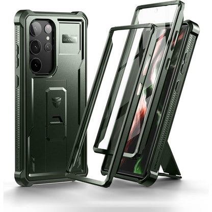 Dexnor Compatible with Samsung Galaxy S23 Ultra Case, Double Front Frame & Stand, Shock Absorber Technology Drop Protection, Robust Mobile Phone Case, Shockproof Protective Case - Black