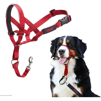 HALTI Headcollar - To Stop Your Dog Pulling on the Leash. Adjustable, Reflective and Lightweight, with Padded Nose Band. Dog Training Anti-Pull Collar for Large Dogs (Size 4, Black)