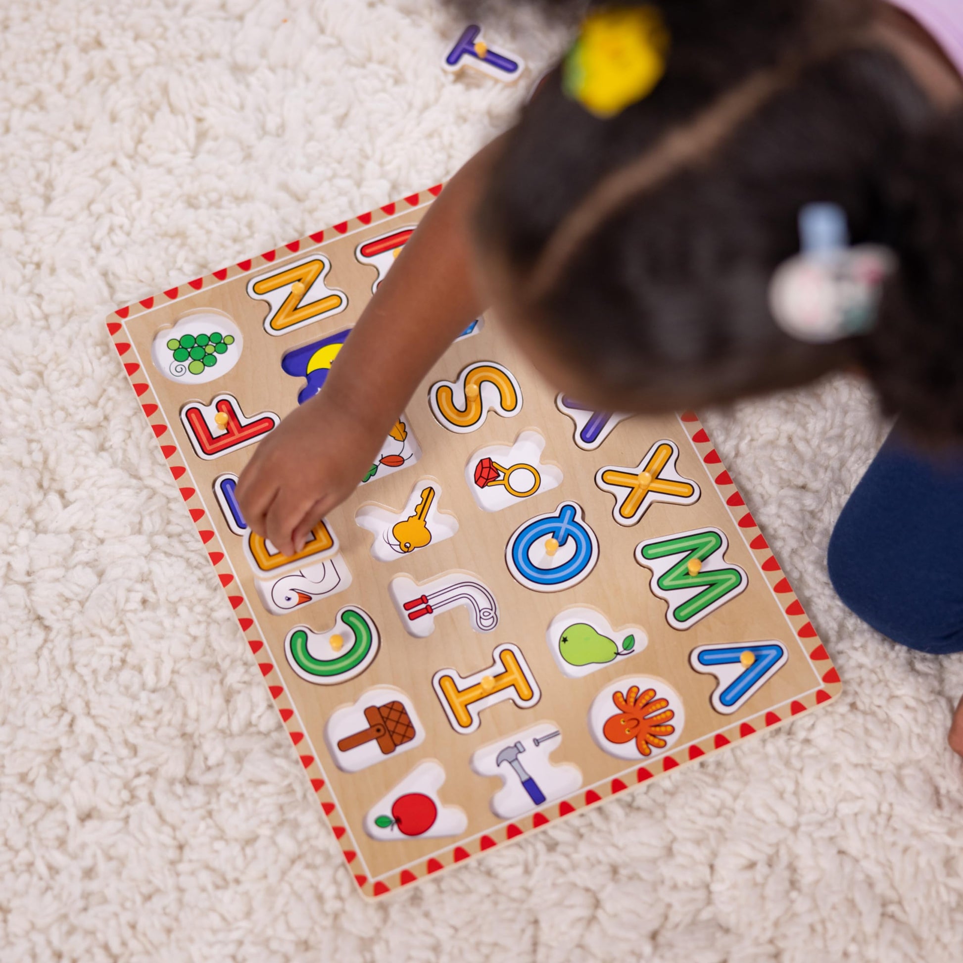 Buy now Melissa & Doug Wooden Lift & See Peg Puzzle Early Learning 2-Pack for Girls and Boys ƒ?? Alphabet, Numbers at indiglob india
