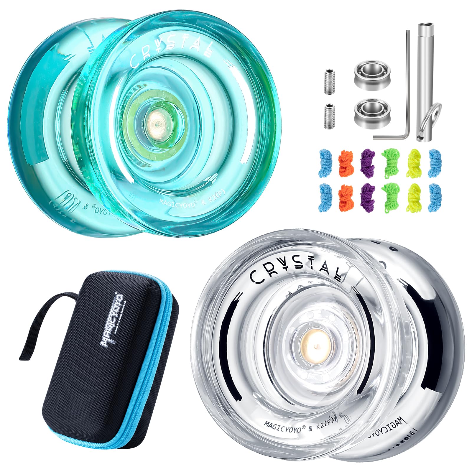 Buy now MAGICYOYO K2 Plus Crystal Orange Yoyo, Professional Fingerspin Trick Yo Yo for Kids/Adults, Responsive Yo-yo for Beginner, Replacement Unresponsive Bearing with 6 Yo yo Strings+Bearing Remover Green+White at indiglob india