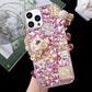 Guppy for iPhone 14 Pro Max Bling Glitter Case,Luxury Diamond Rhinestone Gemstone 3D and Flower Gemstone Pumpkin Car Tower Pendant Pearl Soft TPU Back Cover Case for Women Pink